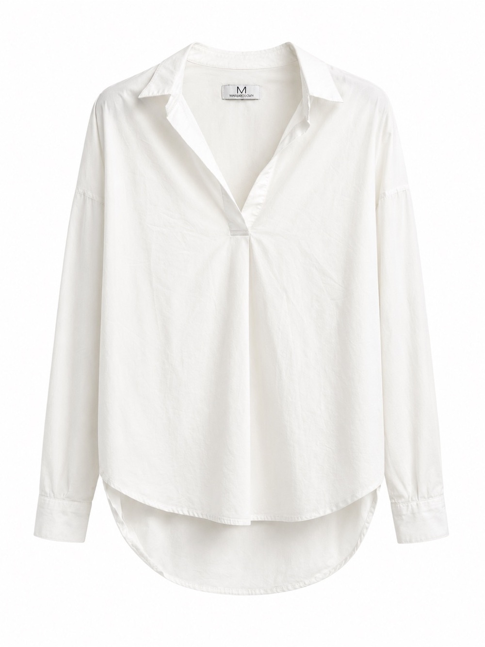 Magaschoni Women’s White Cotton Blend Popover Collared Blouse Size Small